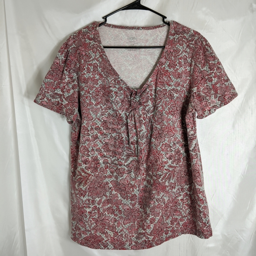 Lane Bryant Relaxed Fit Cotton Top Red and Gray